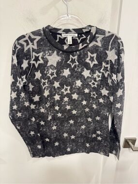 Autumn Cashmere Star Motif Crewneck Sweater - Black & White